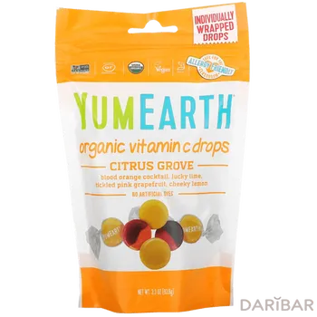 YumEarth Органические фруктовые леденцы на палочке с витамином С,14 шт, 3 вкуса № 01197