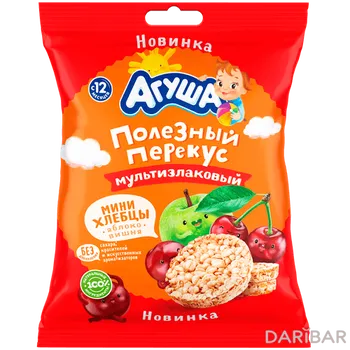 Хлебцы Агуша 30 г 0,2% мультизлаковые Яблоко/вишня