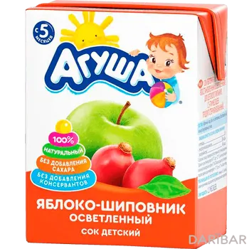 Сок осветленный Агуша 200 мл Яблоко/Шиповник Т/П