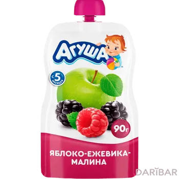 Пюре фруктовое Агуша 90 г Яблоко/Ежевика/Малина пауч