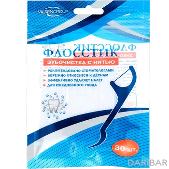 Флосстик одноразовая пластиковая зубочистка с зубной нитью 30 шт