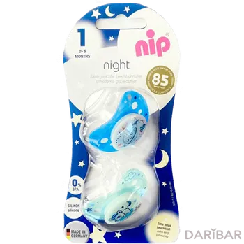 NIP соска пустышка силикон Night 0-6мес