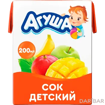 Сок Агуша яблоко-манго-банан с мякотью 200 мл
