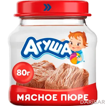 Пюре мясное Агуша 80 г 6,2% Говядина С/Б