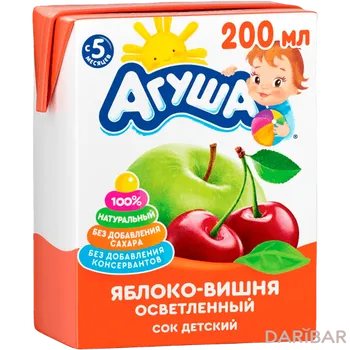 Сок осветленный Агуша 200 мл Яблоко/Вишня Т/П