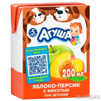 Сок с мякотью Агуша 200 мл Яблоко/Персик Т/П