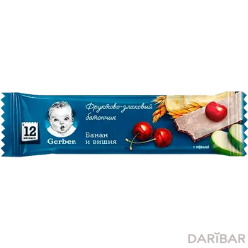 Gerber фруктово-злаковый батончик с вишней и бананом 25гр