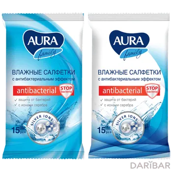 AURA влажные салфетки освежающие tropic cocktail 15 шт