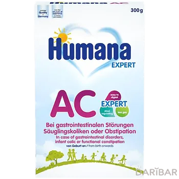 Humana AC Expert смесь антиколиковая с пребиотиками с рождения 300 гр