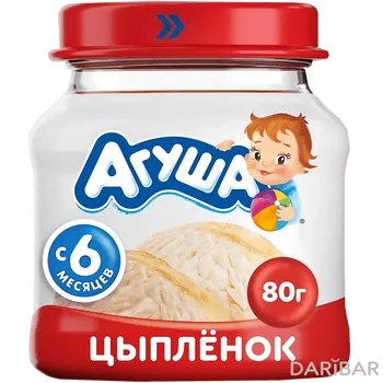 Пюре мясное Агуша 80 г 6,0% Цыпленок С/Б