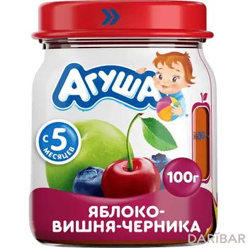 Агуша Фруктовое пюре яблоко, вишня, черника 100 г