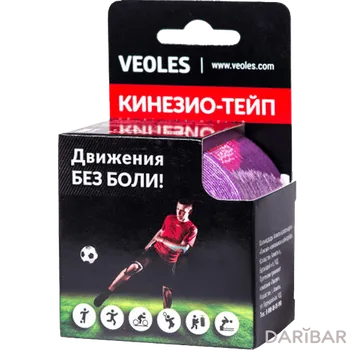 VEOLES Кинезио-тэйп Розовый(5 см х 5 см) РУЛОН с усиленной фиксацией/1/100