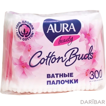 Палочки ватные AURA Beauty 300 шт м/у