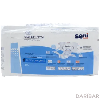 Подгузники д/взрослых Seni Super Extra Large разм№4 30 шт/6 капель