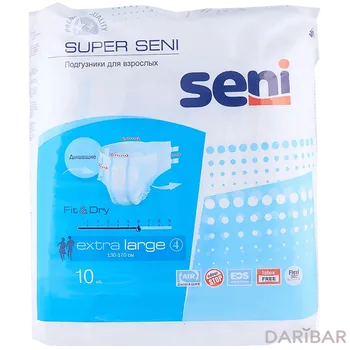 Подгузники д/взрослых Seni Super Extra Large разм№4 10 шт/6 капель