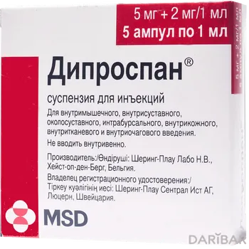 Дипроспан суспензия для инъекций 1 мл № 5 ампулы