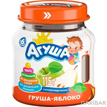 Пюре фруктовое Агуша 115 г Груша/Яблоко С/Б