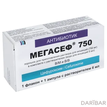 Мегасеф 750 мг 6 мл с р/рит флакон