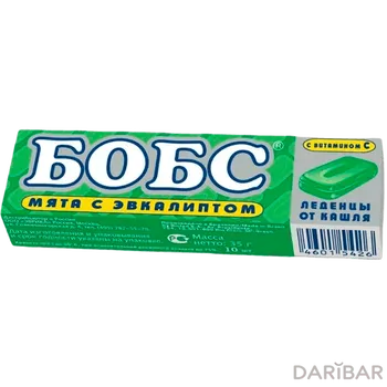 Леденцы бобс от кашля мята эвкалипт 35 г